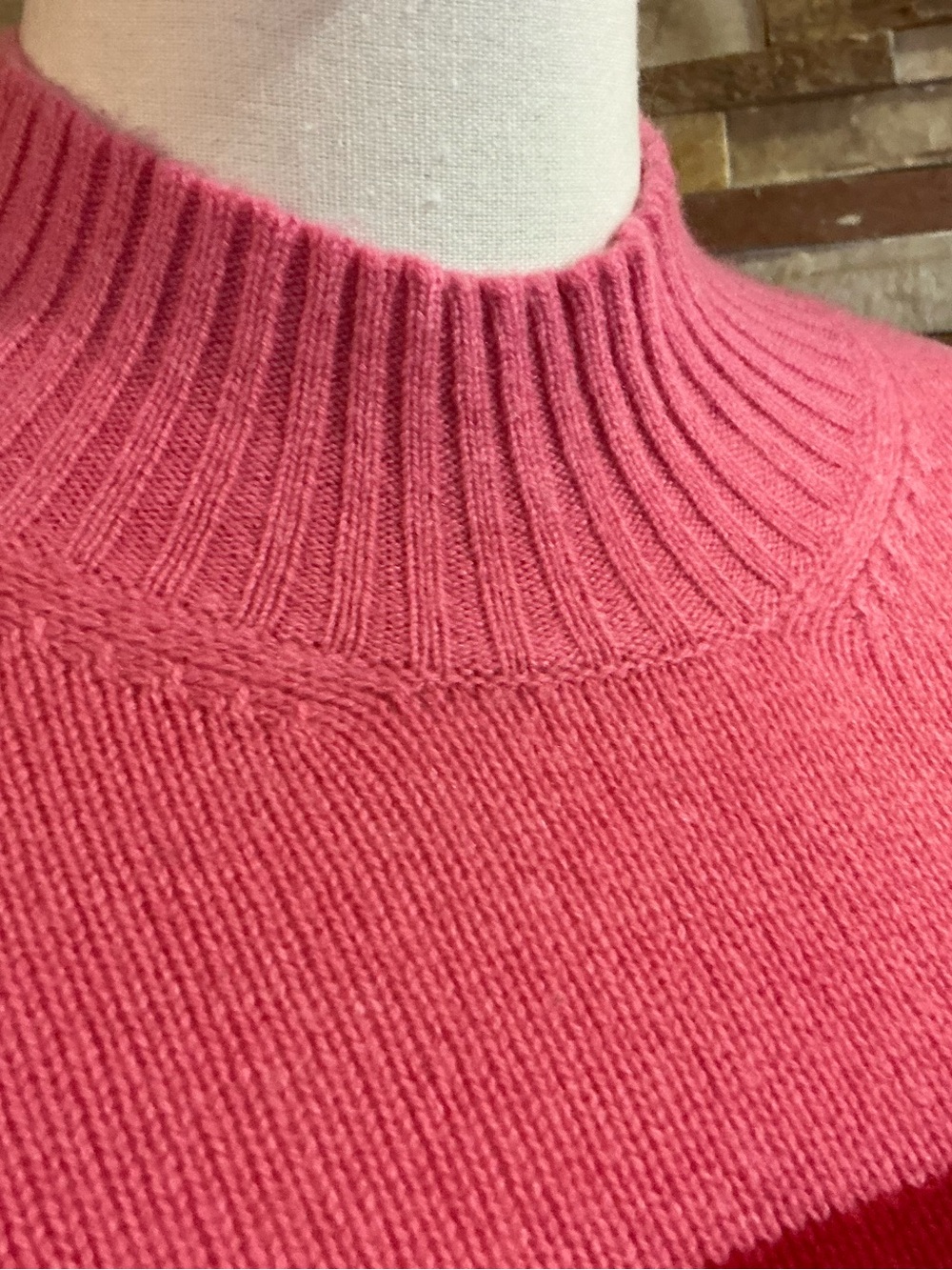 Jumper 1234 Pink&Red Colorblock Cashmere Mock Neck Sweater - Picture 4 of 10